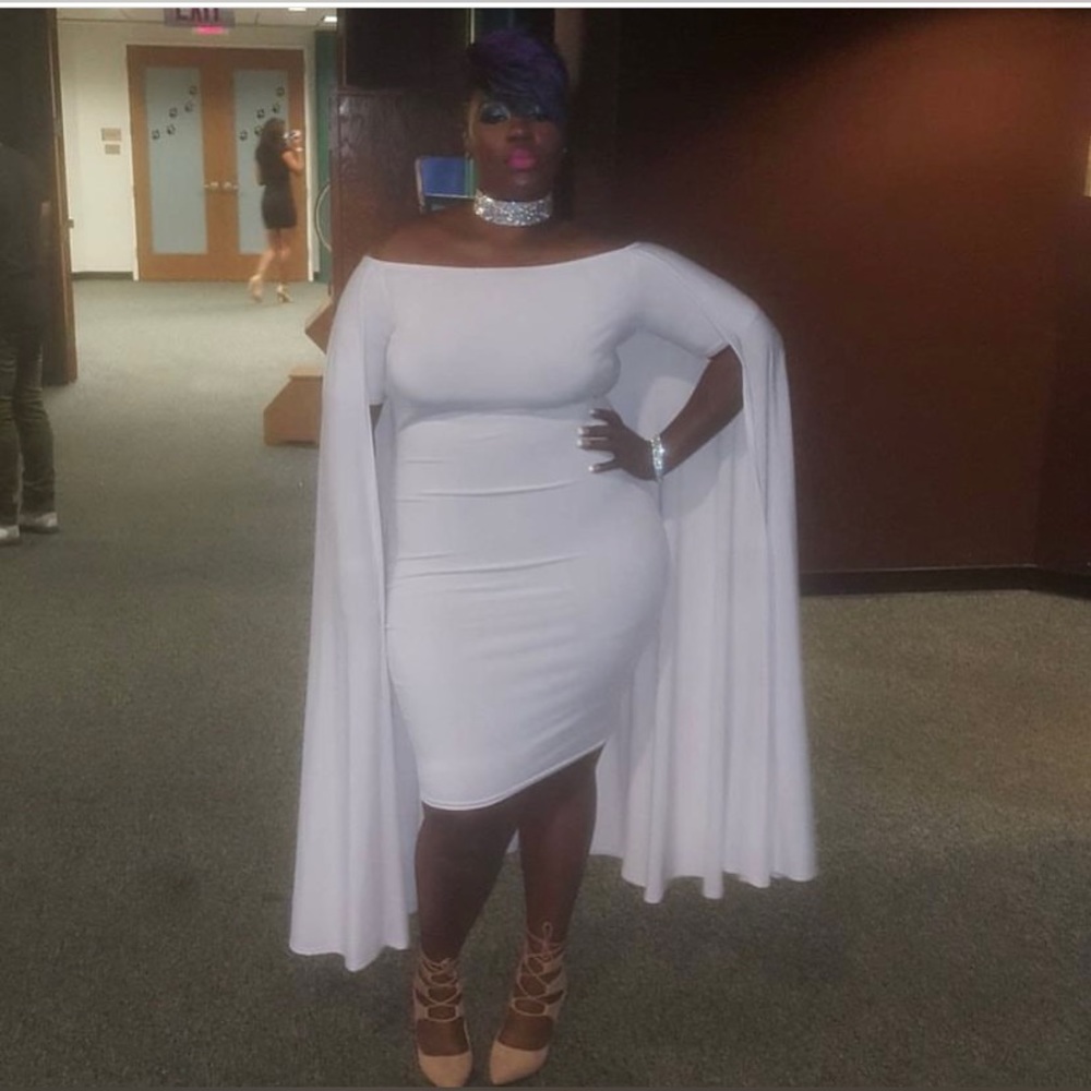 All white Bodycon capped dress